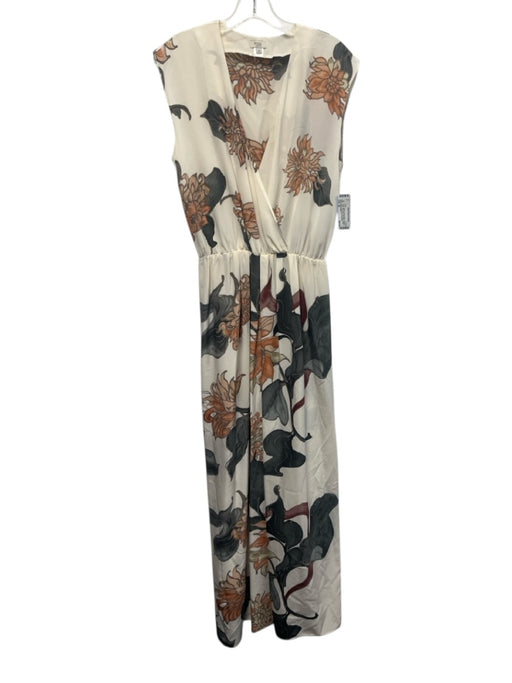 Hoss Intropia Size 38 Cream White, Orange & Green Silk Floral Cap Sleeve Dress Cream White, Orange & Green / 38