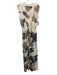Hoss Intropia Size 38 Cream White, Orange & Green Silk Floral Cap Sleeve Dress Cream White, Orange & Green / 38