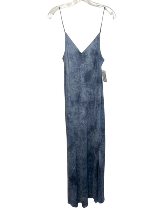 Beautiful People Size L Mixed Blues Silk Tie Dye Spaghetti Strap Slip Dress Mixed Blues / L