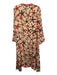 Emporio Sirenuse Size 44 Cream & Red Silk Starfish Long Sleeve V Neck Midi Dress Cream & Red / 44