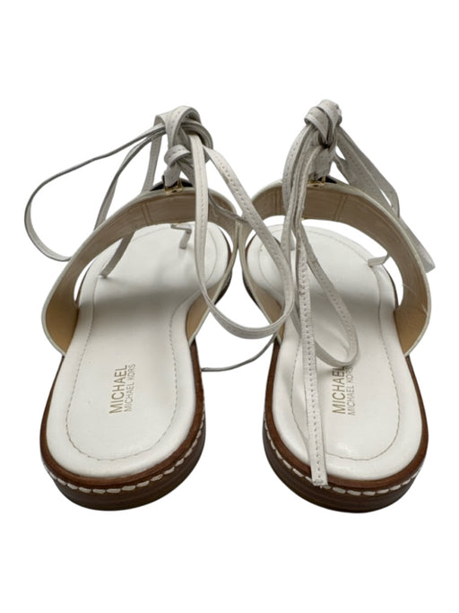 Michael Michael Kors Shoe Size 10 White Leather Upper Gold Tone Details Sandals White / 10