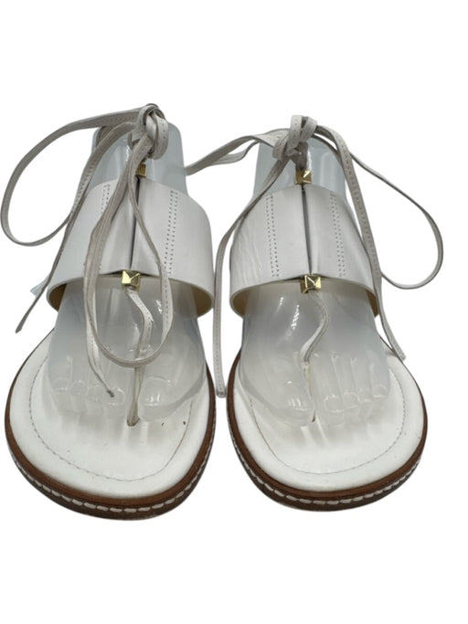 Michael Michael Kors Shoe Size 10 White Leather Upper Gold Tone Details Sandals White / 10
