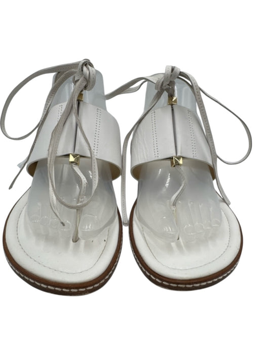 Michael Michael Kors Shoe Size 10 White Leather Upper Gold Tone Details Sandals White / 10