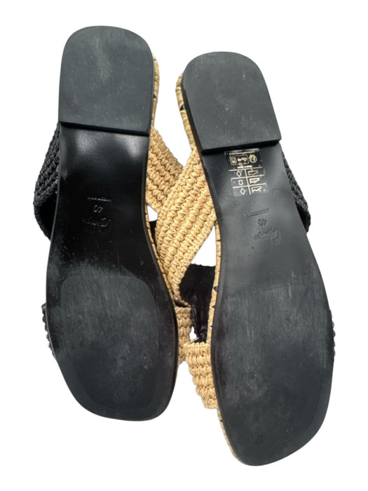 Castaner Shoe Size 40 Black & Beige Raffia Upper Woven Criss Cross Mule Sandals Black & Beige / 40