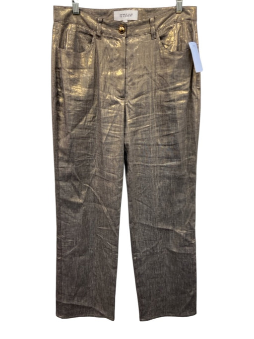 Derek Lam 10 Crosby Size 10 Gray & Gold Linen Blend Shimmer High Rise Pants Gray & Gold / 10