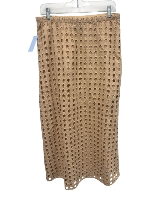 Tuckernuck Size M Peach Beige Missing Fabric Tag Elastic Waistband Eyelet Skirt Peach Beige / M
