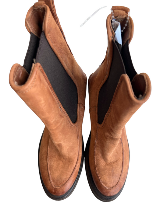 A.S. 98 Shoe Size 36 Light Brown Leather Above Ankle Stretch Panels Wedge Boots Light Brown / 36