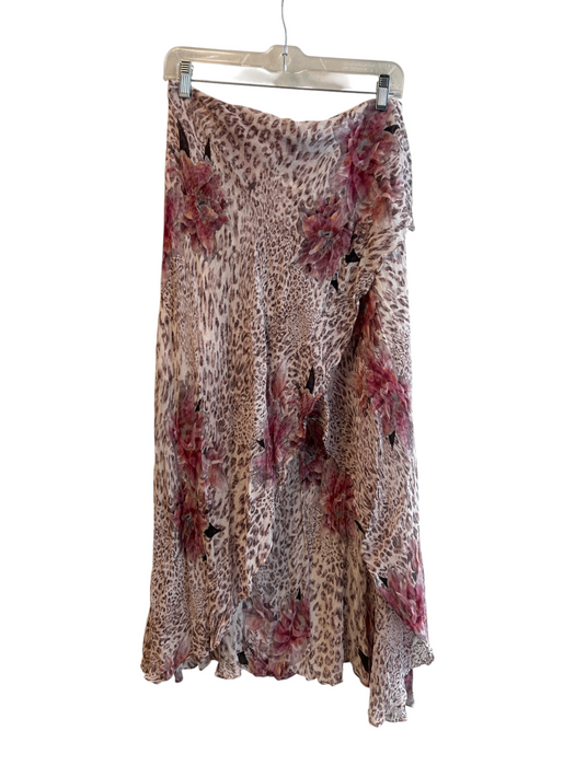 All Saints Size 8 White, Mauve & Mulit Viscose Viscose Back Zip Hi Lo Skirt White, Mauve & Mulit / 8