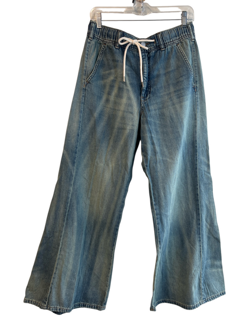 Pilcro Size Sm & Med Light Denim Cotton Blend Drawstring Waist Zip Fly Jeans Light Denim / Sm & Med