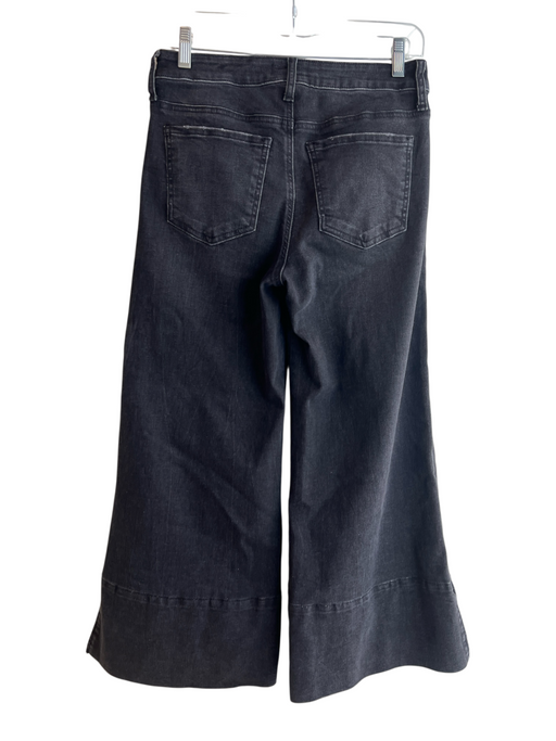 KUT Size 0 Black Cotton Blend High Waist 5 Pocket Zip Fly Wide Leg Jeans Black / 0