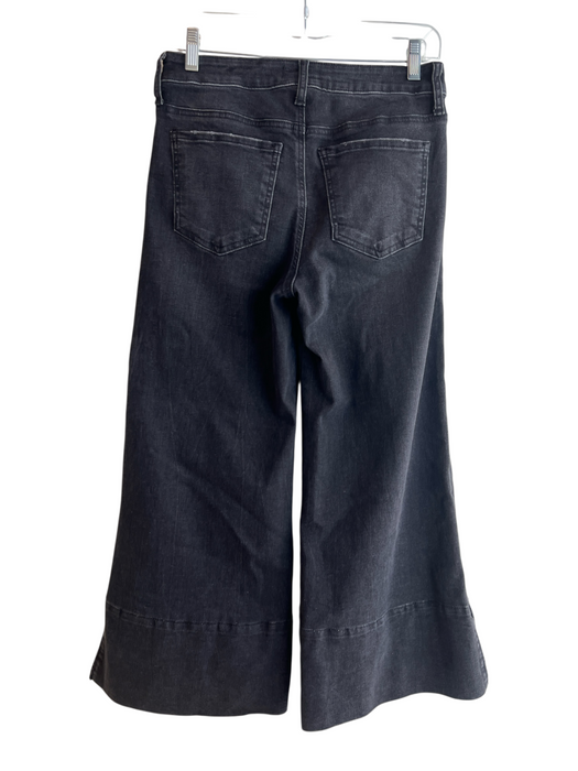 KUT Size 0 Black Cotton Blend High Waist 5 Pocket Zip Fly Wide Leg Jeans Black / 0
