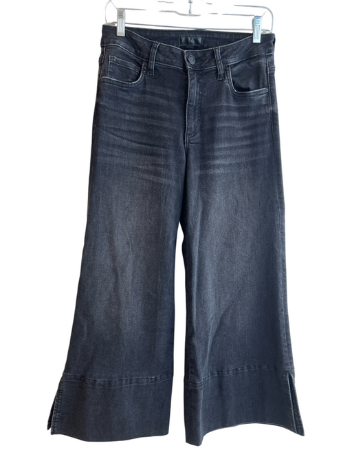 KUT Size 0 Black Cotton Blend High Waist 5 Pocket Zip Fly Wide Leg Jeans Black / 0