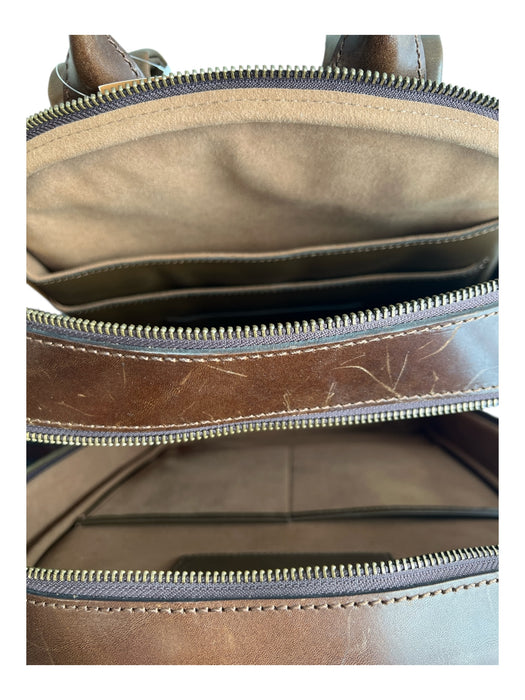 Satchel. Brown Leather Zip Around Exterior Pocket Interior Pocket Adjustable Bag Brown / Large