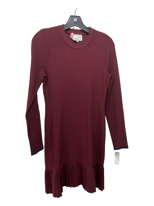 3.1 Phillip Lim Size M Maroon Red Viscose Blend Round Neck Long Sleeve Dress Maroon Red / M