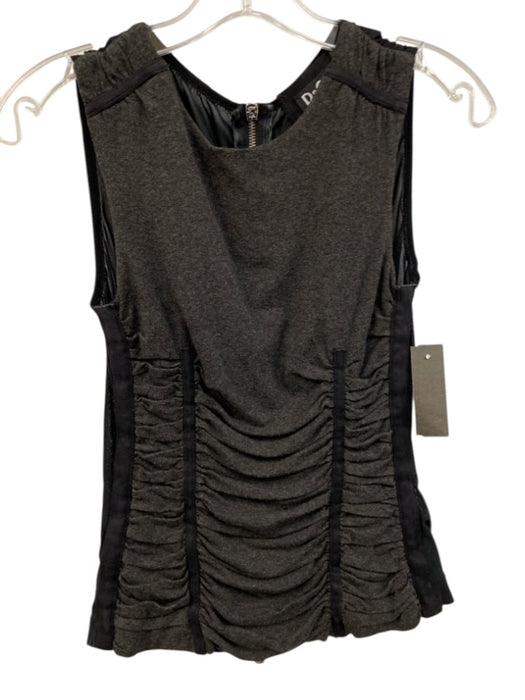 D&G Size 36 Gray & Black Viscose & Polyamide Ruched Front Sleeveless boning Top Gray & Black / 36