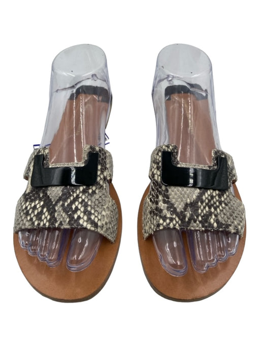Diane Von Furstenberg Shoe Size 8.5 Black & White Leather Snakeskin Sandals Black & White / 8.5