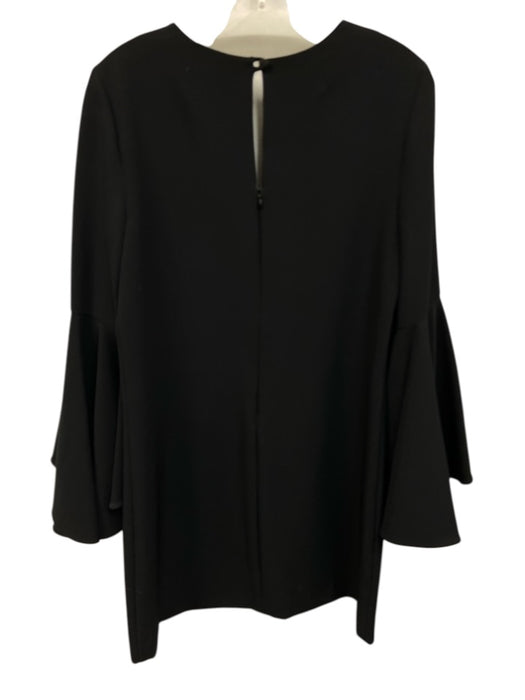 Milly Size 8 Black Poly Blend V Neck Keyhole Back Bell Sleeve Mini Dress Black / 8