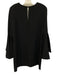 Milly Size 8 Black Poly Blend V Neck Keyhole Back Bell Sleeve Mini Dress Black / 8