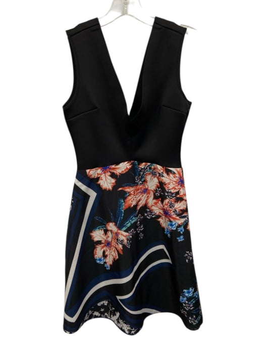 Clover Canyon Size S Black Multi Poly Blend V Neck Sleeveless Floral Dress Black Multi / S