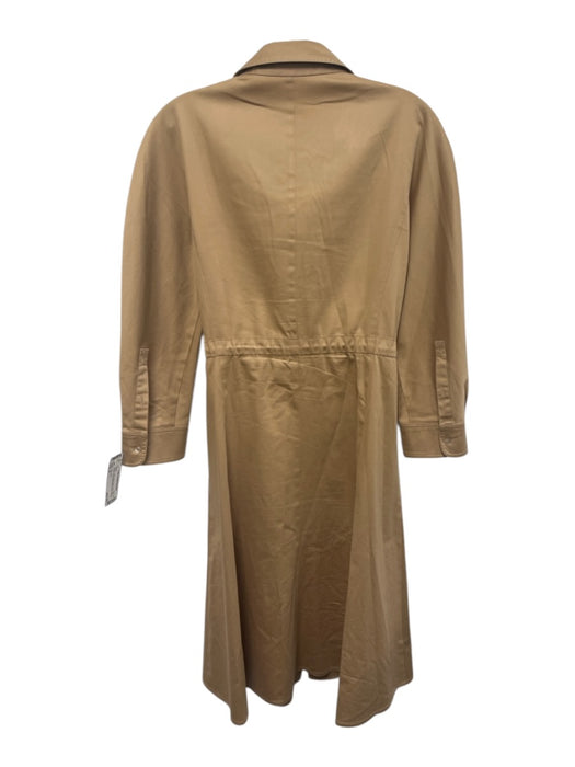 Elie Tahari Size S Brown Cotton Blend Zip Front Long Sleeve Patch Pocket Dress Brown / S