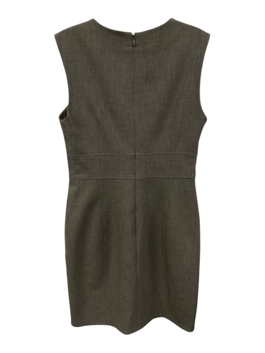 4C Size 6 Grey Poly Blend Zip Back Split Neck Sleeveless Knee length Dress Grey / 6