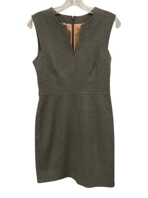 4C Size 6 Grey Poly Blend Zip Back Split Neck Sleeveless Knee length Dress Grey / 6