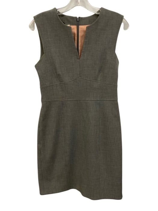 4C Size 6 Grey Poly Blend Zip Back Split Neck Sleeveless Knee length Dress Grey / 6