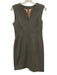 4C Size 6 Grey Poly Blend Zip Back Split Neck Sleeveless Knee length Dress Grey / 6