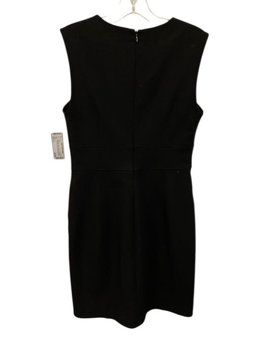 4C Size 6 Black Poly Blend Zip Back Split Neck Sleeveless Knee length Dress Black / 6