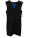 4C Size 6 Black Poly Blend Zip Back Split Neck Sleeveless Knee length Dress Black / 6