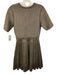 A.L.C. Size M Gold Rayon Blend Metallic Thread Round Neck Pleated Skirt Dress Gold / M