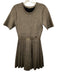A.L.C. Size M Gold Rayon Blend Metallic Thread Round Neck Pleated Skirt Dress Gold / M