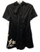 Staud Size M Black Viscose Blend 3d Floral Detail Tie Neck Cut Out back Dress Black / M