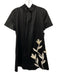 Staud Size M Black Viscose Blend 3d Floral Detail Tie Neck Cut Out back Dress Black / M