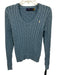 Polo Ralph Lauren Size S Blue Cotton V Neck Cable Knit Embroidered Logo Sweater Blue / S