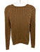 Polo Ralph Lauren Size S Brown Cotton V Neck Cable Knit Embroidered Logo Sweater Brown / S