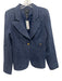 Smythe Size 8 Navy Linen One Button Gold Tone Hardware Peak Lapels Jacket Navy / 8