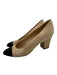 Chanel Shoe Size 38.5 Tan & black Suede Colorblock Block Heel CC Logo Pumps Tan & black / 38.5