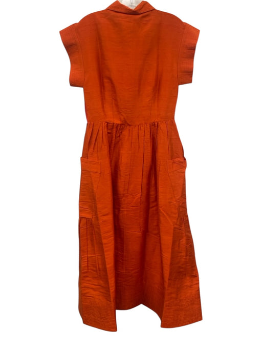 Julia Amory Size S Orange Silk Cap Sleeve Button Front Pocketed A line Dress Orange / S