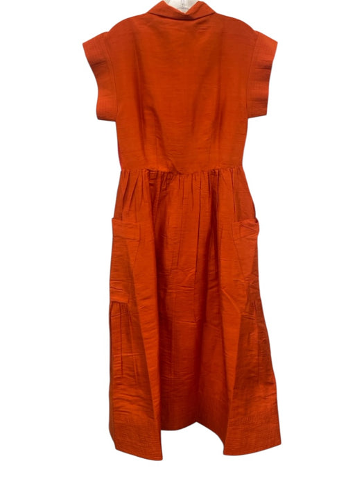 Julia Amory Size S Orange Silk Cap Sleeve Button Front Pocketed A line Dress Orange / S