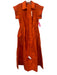 Julia Amory Size S Orange Silk Cap Sleeve Button Front Pocketed A line Dress Orange / S