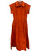 Julia Amory Size S Orange Silk Cap Sleeve Button Front Pocketed A line Dress Orange / S