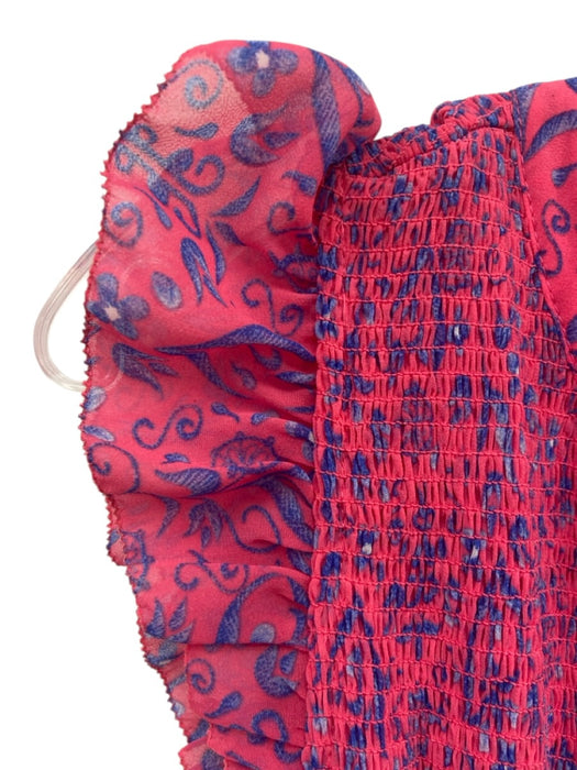 Allison Size S Pink & Purple Polyester Floral Paisley Ruffle Cap Sleeve Dress Pink & Purple / S