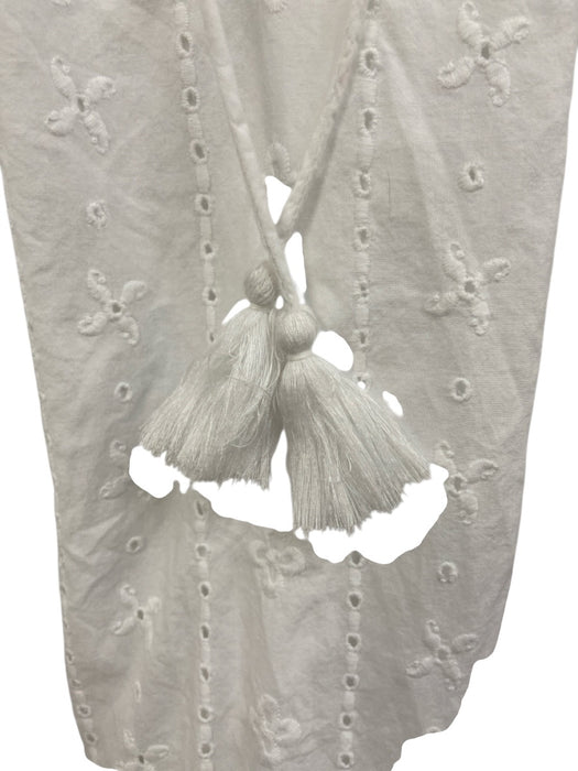Cleobella Size XS White Cotton Floral Eyelet Tiered Cap Sleeve Ruffle Hem Dress White / XS