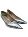 Prada Shoe Size 41 Silver Leather Pointed Toe Kitten Heel Pumps Silver / 41