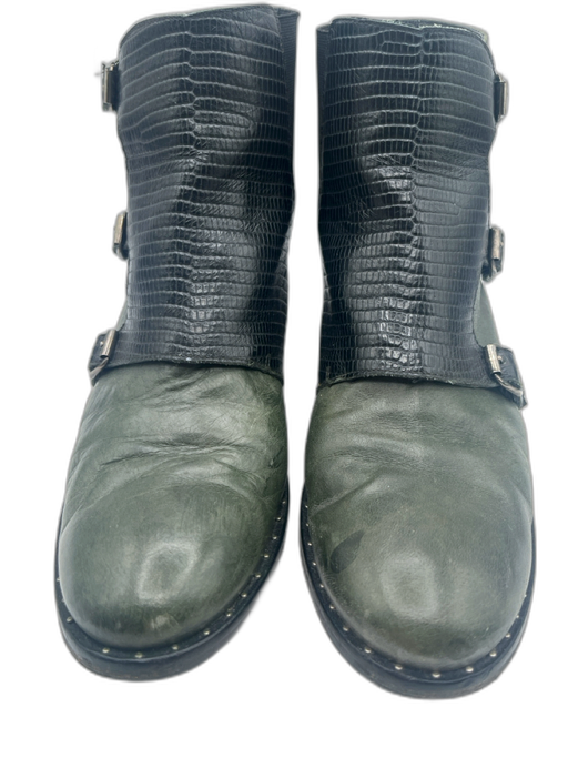 freda salvador Shoe Size 9.5 Green & Black Leather Snake Embossed Chelsea Boots Green & Black / 9.5