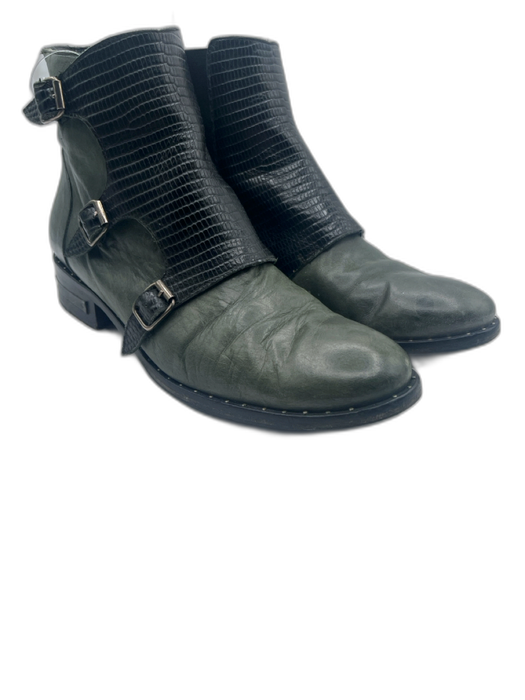 freda salvador Shoe Size 9.5 Green & Black Leather Snake Embossed Chelsea Boots Green & Black / 9.5
