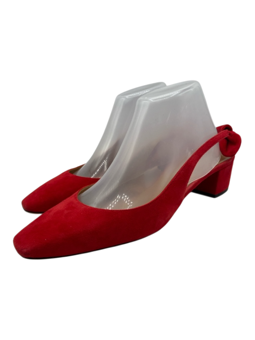 Aquazzura Shoe Size 41 Red Suede Square Toe Block Heel Slingback Flats Red / 41