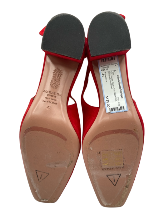 Aquazzura Shoe Size 41 Red Suede Square Toe Block Heel Slingback Flats Red / 41