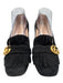 Gucci Shoe Size 40.5 Black Suede leather Round Toe Fringe Interlocking GG Pumps Black / 40.5